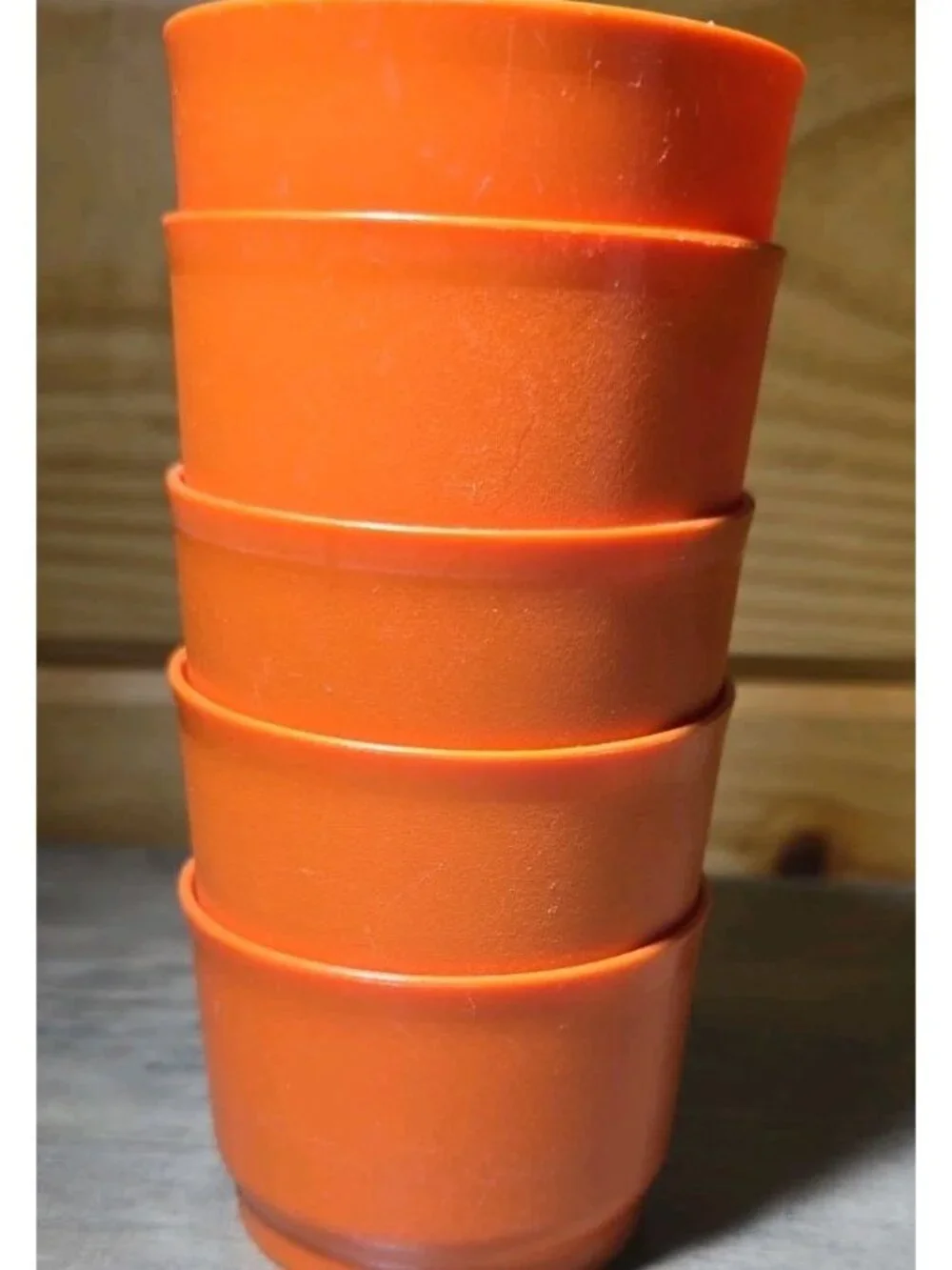 Vintage Tupperware Snack Cups Orange Set of 5 No Lids Stackable Read